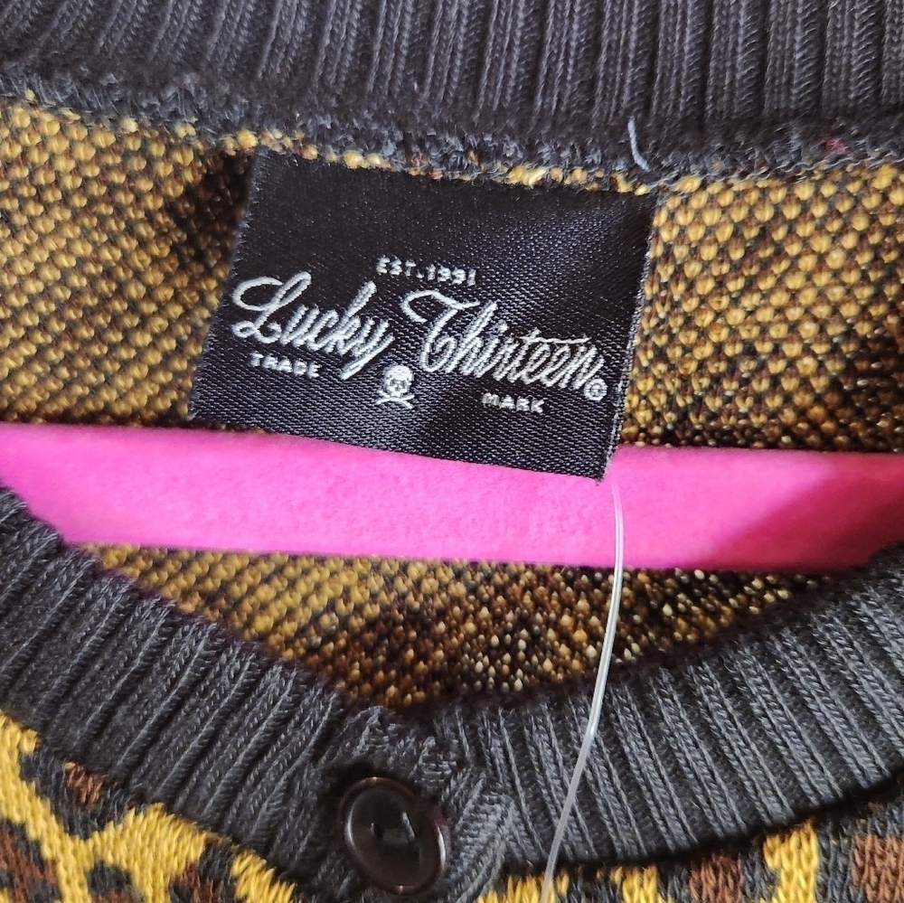 LUCKY 13 NWT TIME TO KILL CROPPED LEOPARD CARDIGAN Size Medium - Picture 6 of 10